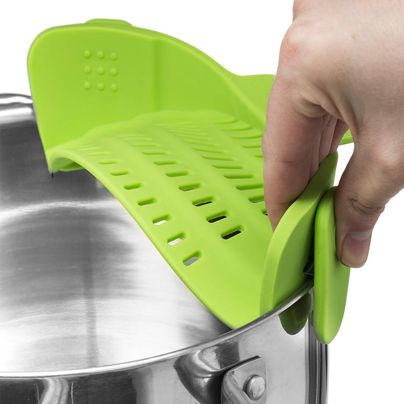 Universal Silicone Clip On Pan Pot Strainer Anti-spill Pasta Pot Strainer Food Grade Rice Fruit Colander Strainer