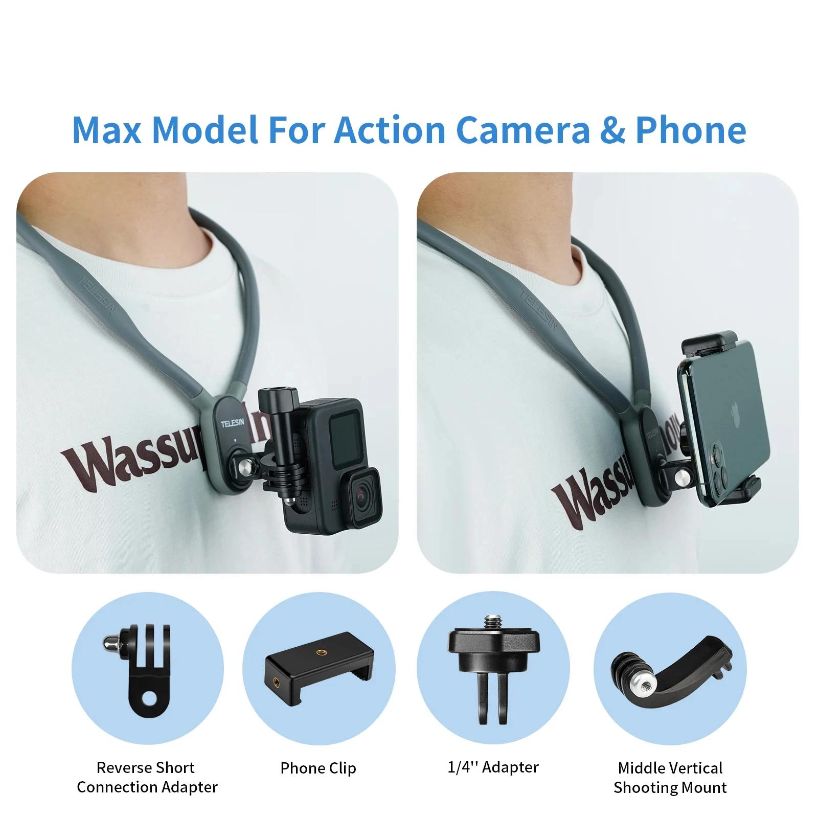 Universal Silicone Neck Hold Mount for GoPro and Smartphone Magnetic Action Accessories