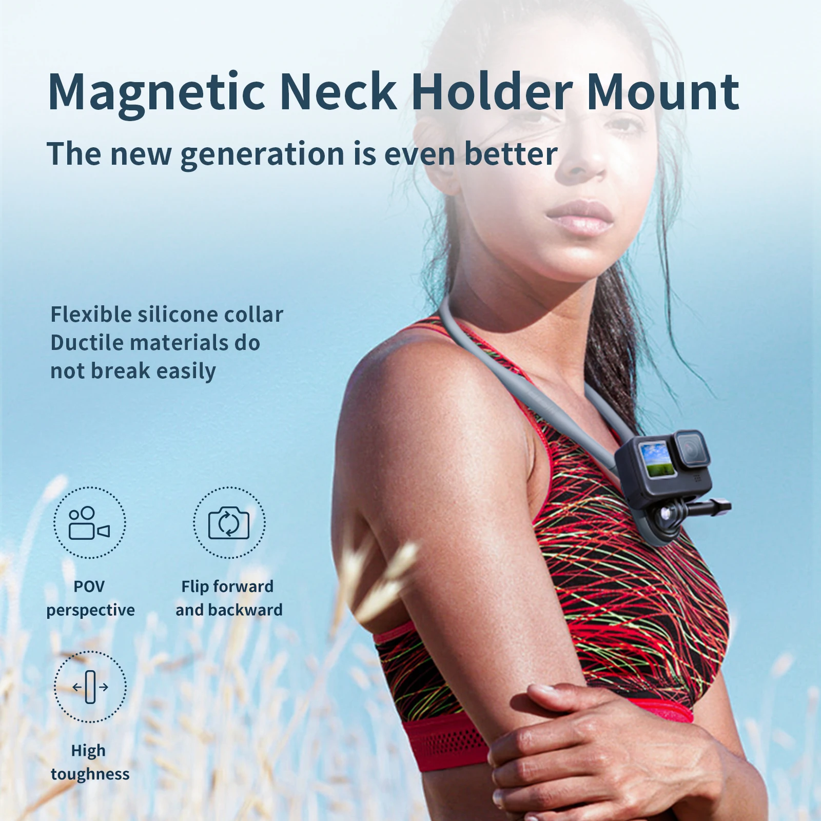 Universal Silicone Neck Hold Mount for GoPro and Smartphone Magnetic Action Accessories