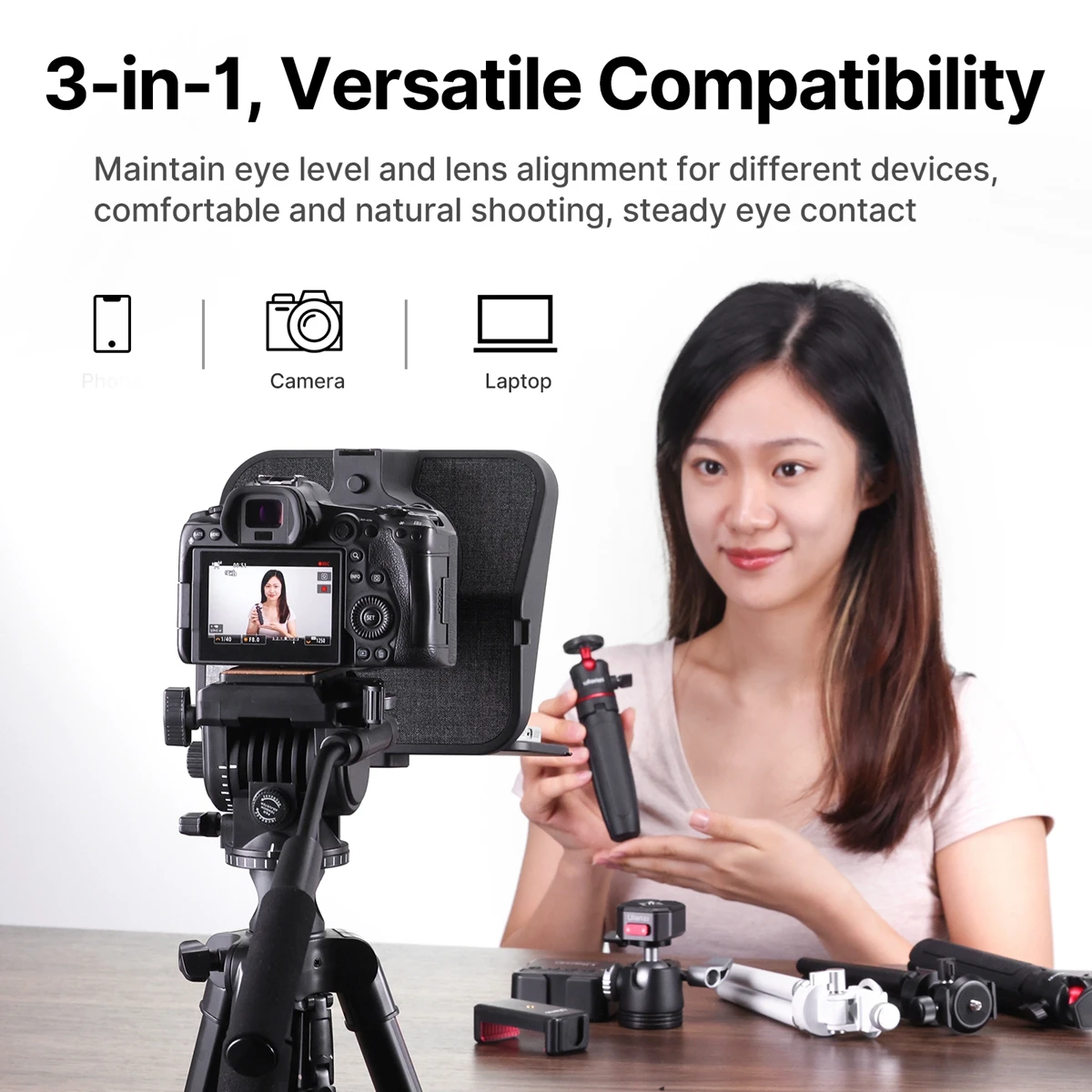 Universal Teleprompter Prompter DSLR Camera Smartphone Tablet Laptop Teleprompter Live Streaming Video Recording Universal Teleprompter Prompter DSLR Camera Smartphone Tablet Laptop Teleprompter Live Streaming Video Recording