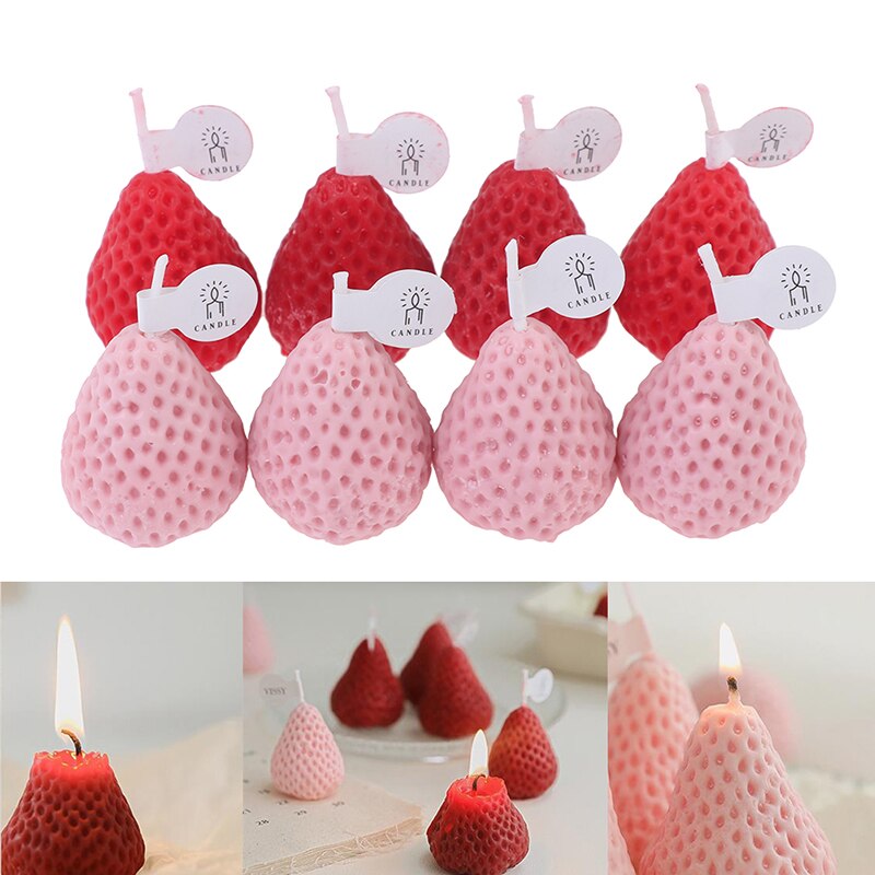 Unscented Paraffin Strawberry Candles (4 pcs) Unscented Paraffin Strawberry Candles (4 pcs)