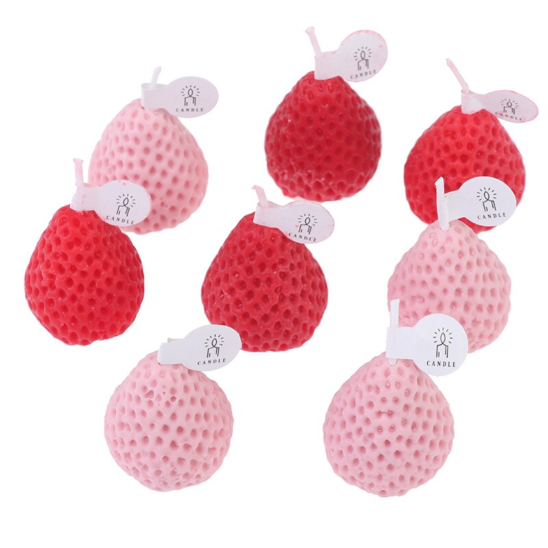 Unscented Paraffin Strawberry Candles (4 pcs)