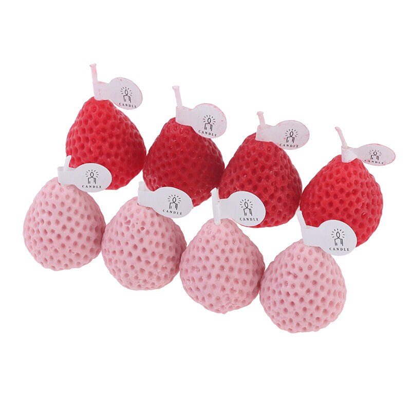 Unscented Paraffin Strawberry Candles (4 pcs)