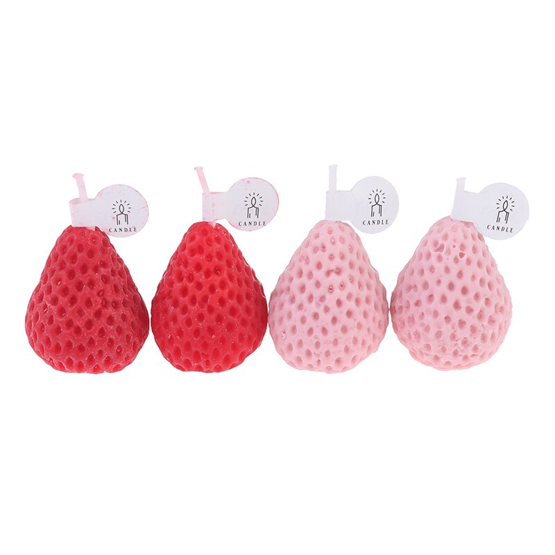 Unscented Paraffin Strawberry Candles (4 pcs)