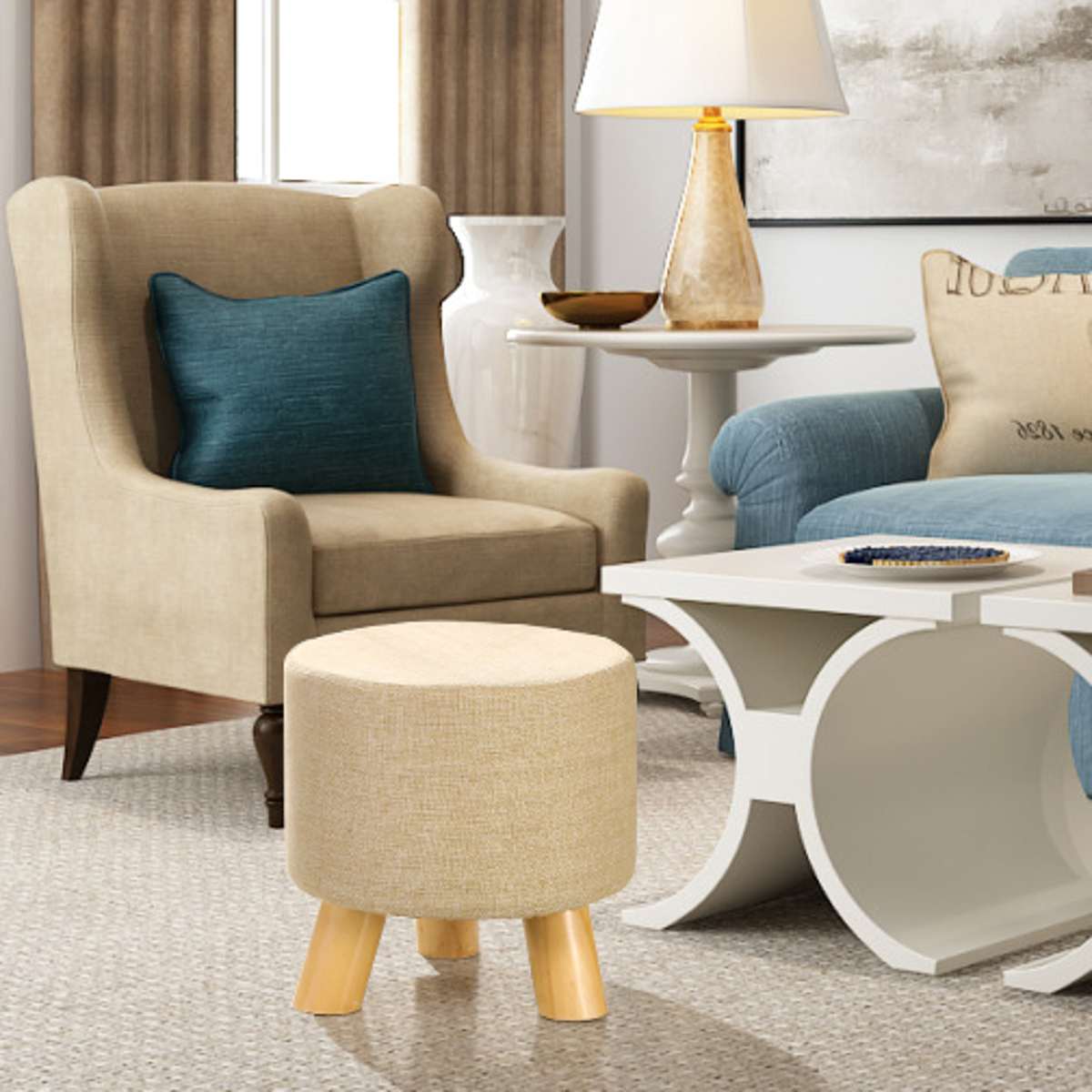 Upholstered Footrest Stool