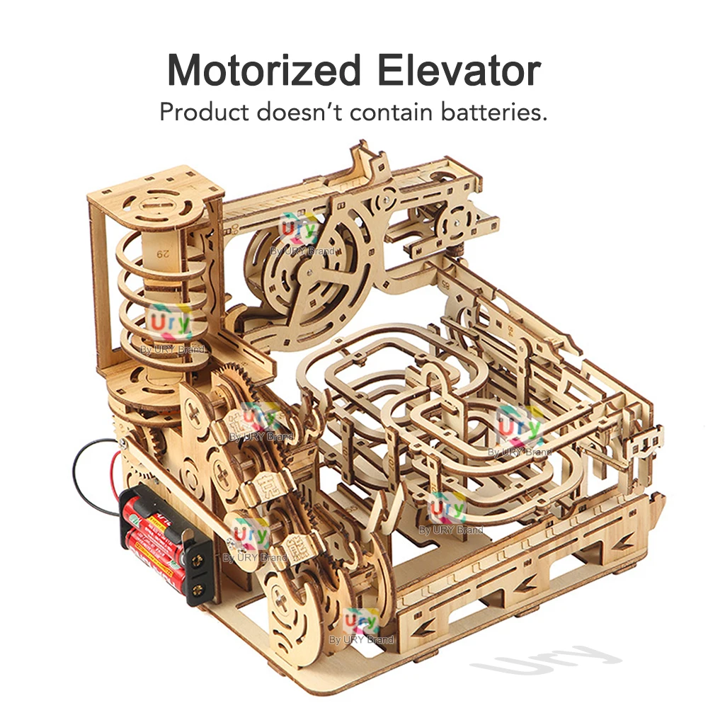 Ury 3D Wooden Puzzles Electric Catapult Track Device Marble Run Set Mechanical Model Science Maze 7 Balls Assembly Gift Ury 3D Wooden Puzzles Electric Catapult Track Device Marble Run Set Mechanical Model Science Maze 7 Balls Assembly Gift