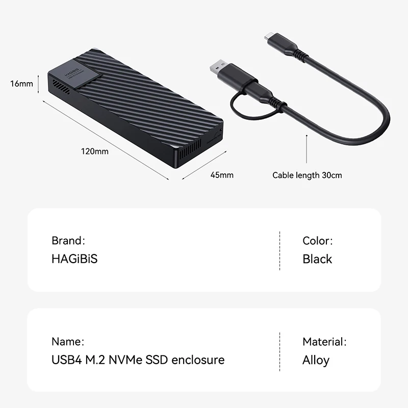 USB 4.0 40Gbps M.2 NVMe SSD Enclosure Compatible with Thunderbolt 4/3 USB 3.2/3.1/3.0 ASM2464 External Hard Drive Case USB 4.0 40Gbps M.2 NVMe SSD Enclosure Compatible with Thunderbolt 4/3 USB 3.2/3.1/3.0 ASM2464 External Hard Drive Case