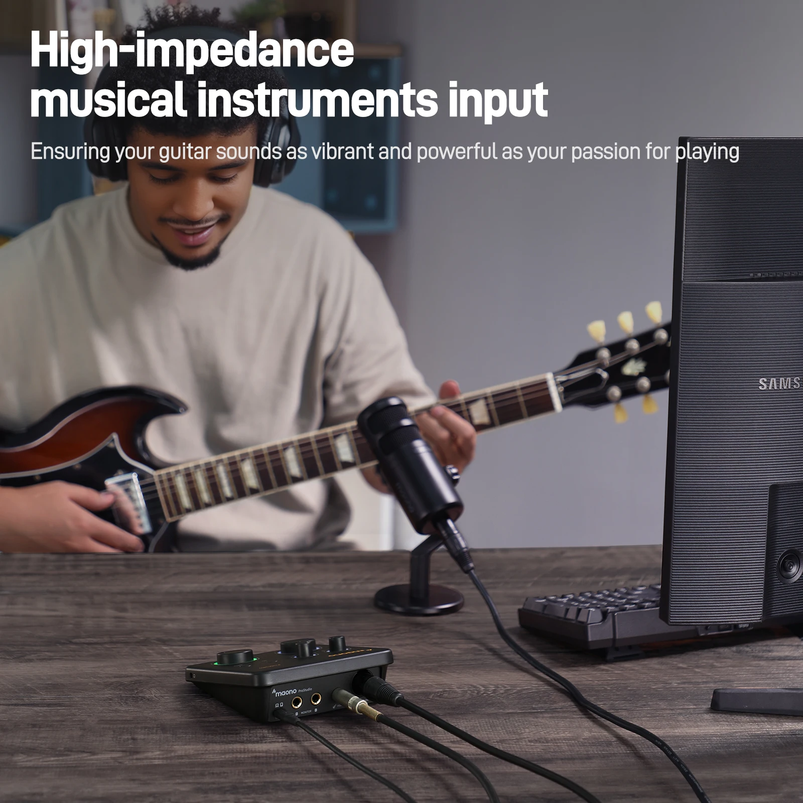 USB Audio Interface for PC,XLR Input 24-bit/192kHz Routing Software LOOPBACK ASIO for Recording Music,Guitar,DAW PS22