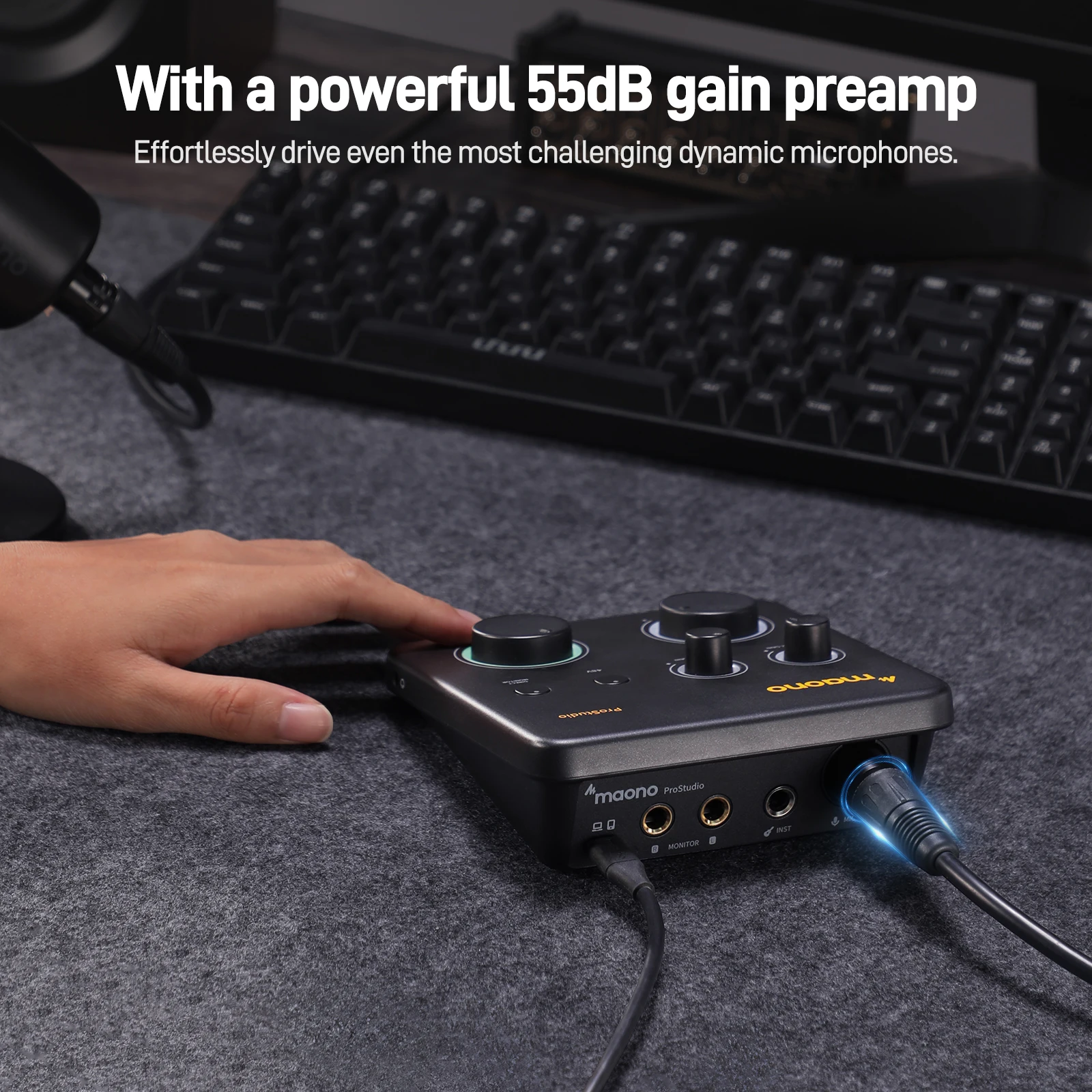USB Audio Interface for PC,XLR Input 24-bit/192kHz Routing Software LOOPBACK ASIO for Recording Music,Guitar,DAW PS22