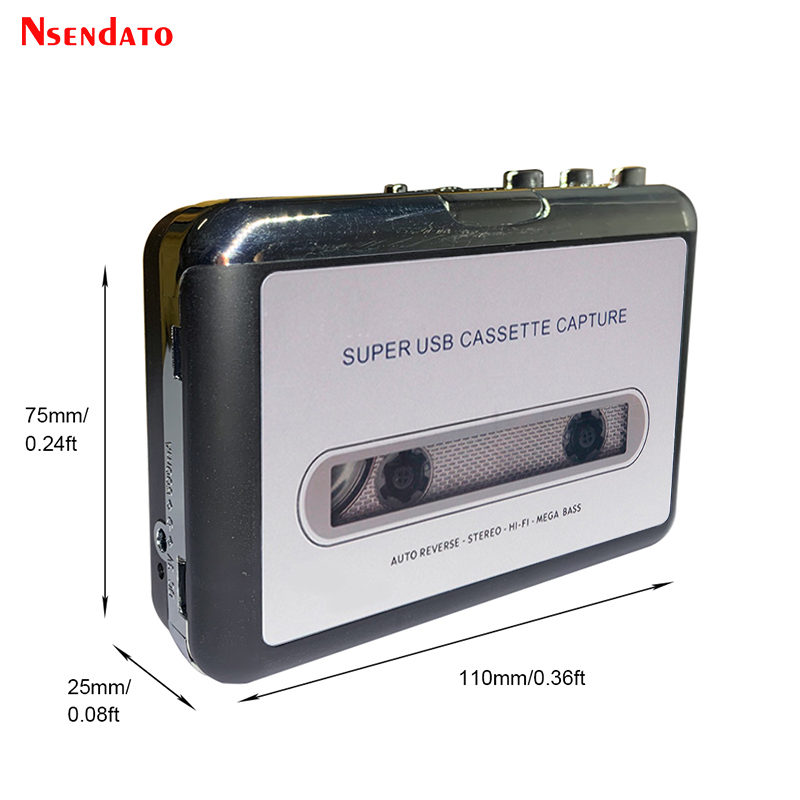 USB Cassette Capture Radio Player Portable USB Cassette Tape to MP3 Converter Capture Audio Music Player Tape Cassette