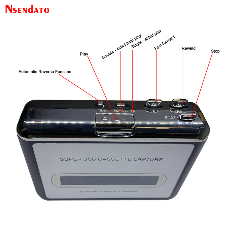 USB Cassette Capture Radio Player Portable USB Cassette Tape to MP3 Converter Capture Audio Music Player Tape Cassette