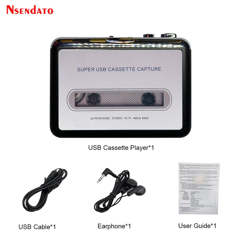 USB Cassette Capture Radio Player Portable USB Cassette Tape to MP3 Converter Capture Audio Music Player Tape Cassette