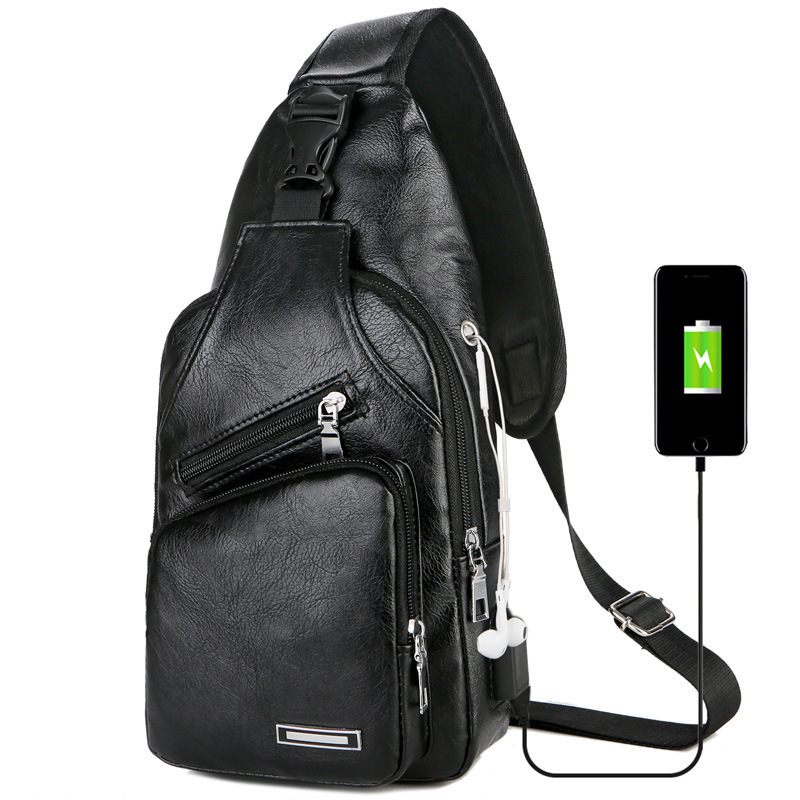 USB Charging Chest Bag with Headset Hole Men's Multifunction Single Strap Anti Theft Chest Bag with Adjustable Shoulder USB Charging Chest Bag with Headset Hole Men's Multifunction Single Strap Anti Theft Chest Bag with Adjustable Shoulder