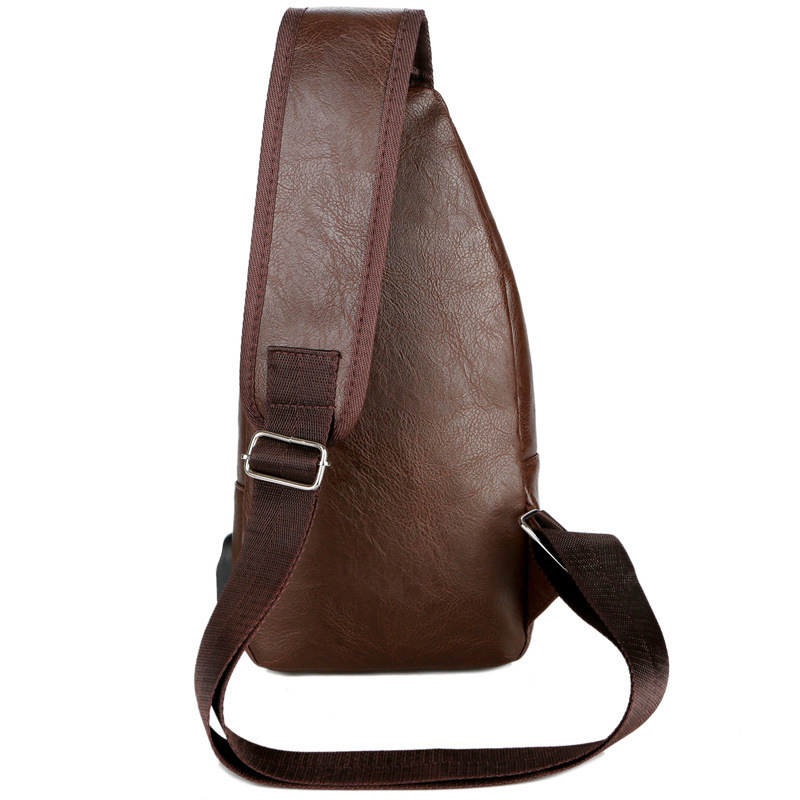 USB Charging Chest Bag with Headset Hole Men's Multifunction Single Strap Anti Theft Chest Bag with Adjustable Shoulder