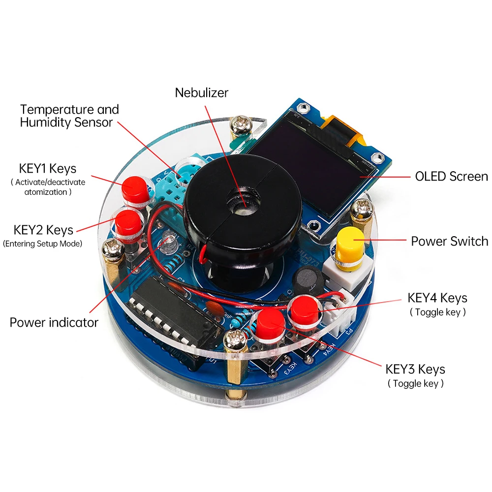 USB Humidifier Mist Electronic Diy Kit Oled Display Temperature And Humidity Spray Circuit Board Manufacturing Welding
