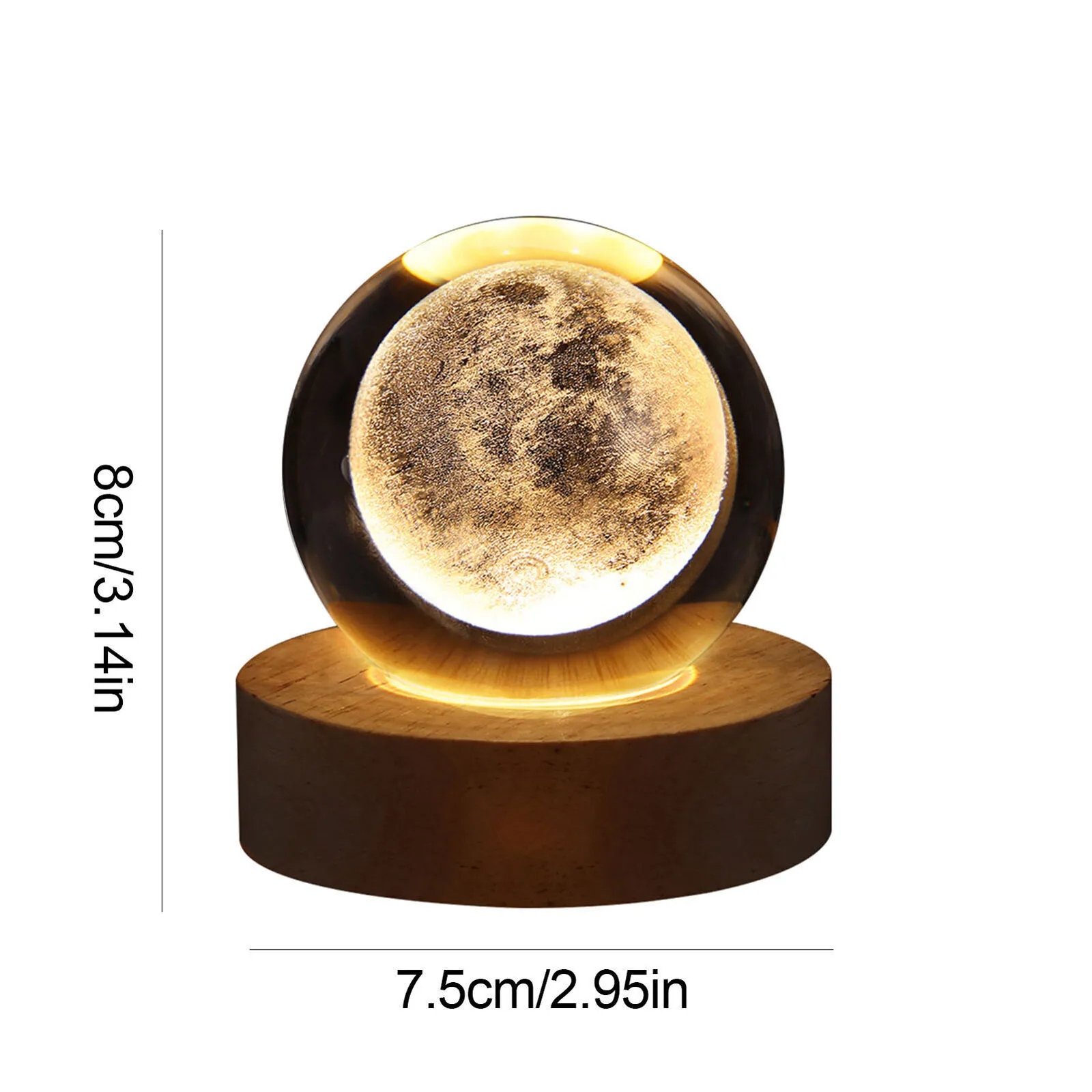 USB LED Night Light Galaxy Crystal Ball Table Lamp 3D Planet Moon Lamp Bedroom Home Decor for Kids Party Children