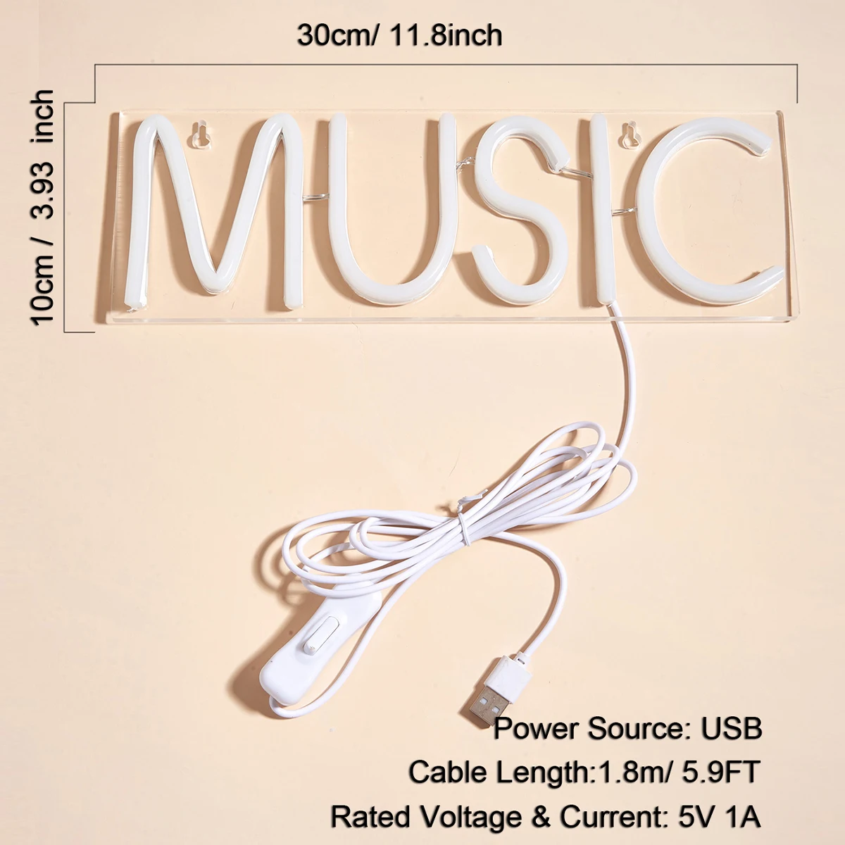 USB Powered Multi-colored Music Neon Sign