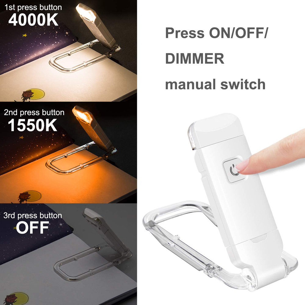 USB Rechargeable Clip on Book Reading Light