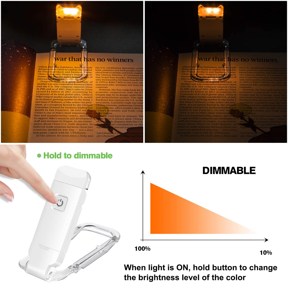 USB Rechargeable Clip on Book Reading Light