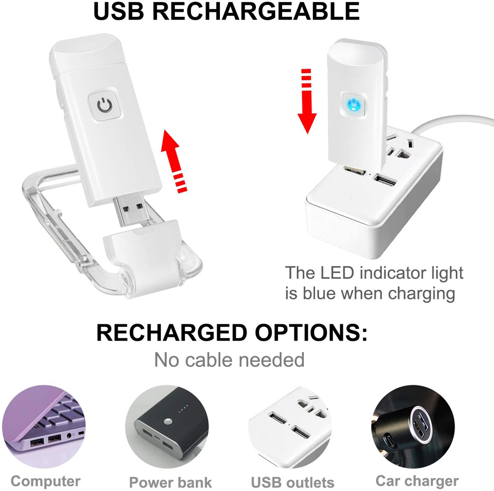 USB Rechargeable Clip on Book Reading Light