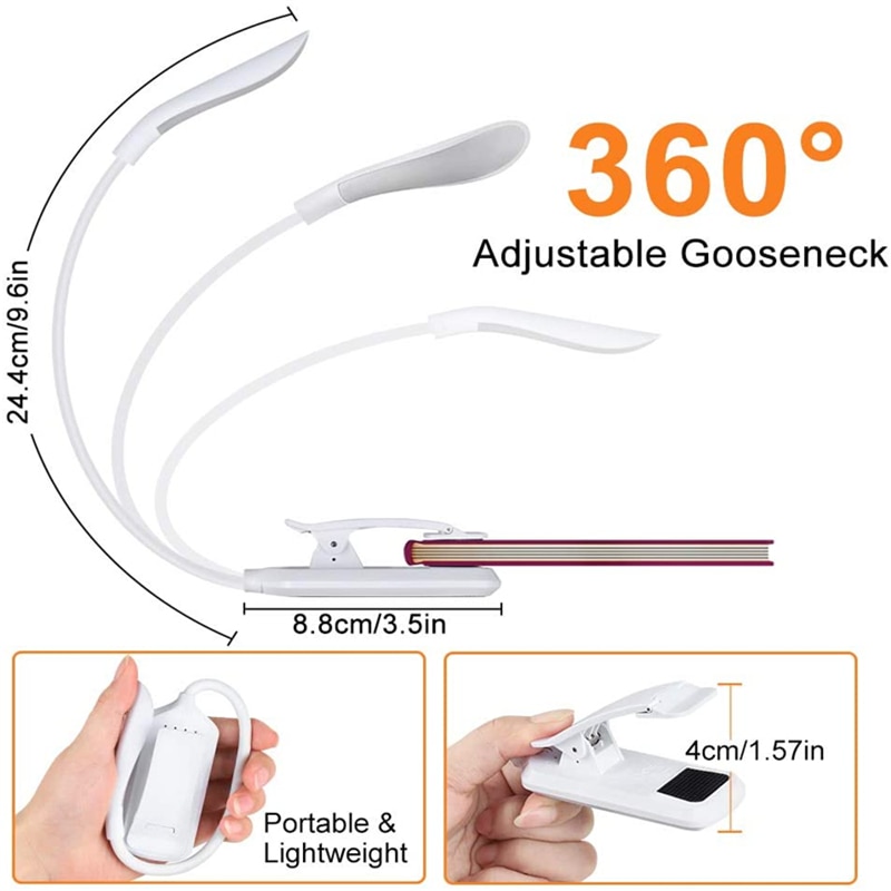 USB Rechargeable Clip On Reading Lamp