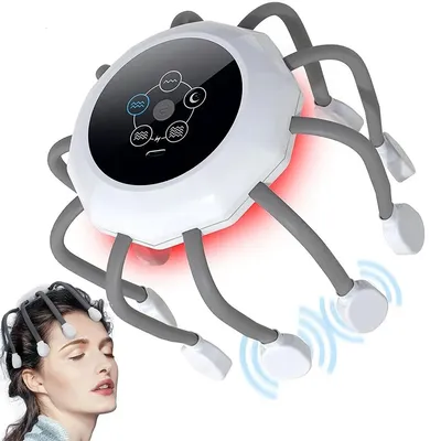 USB Rechargeable Electric Scalp Massager Head Massager Red Light Therapy Vibrator Octopus Head Scratcher For Relaxation
