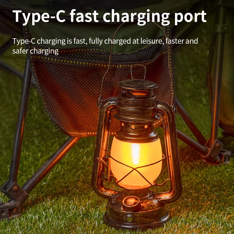 USB Rechargeable Retro LED Camping Light Hanging Tent Light Portable Horse Lantern Outdoor Kerosene 3 Lighting Modes USB Rechargeable Retro LED Camping Light Hanging Tent Light Portable Horse Lantern Outdoor Kerosene 3 Lighting Modes