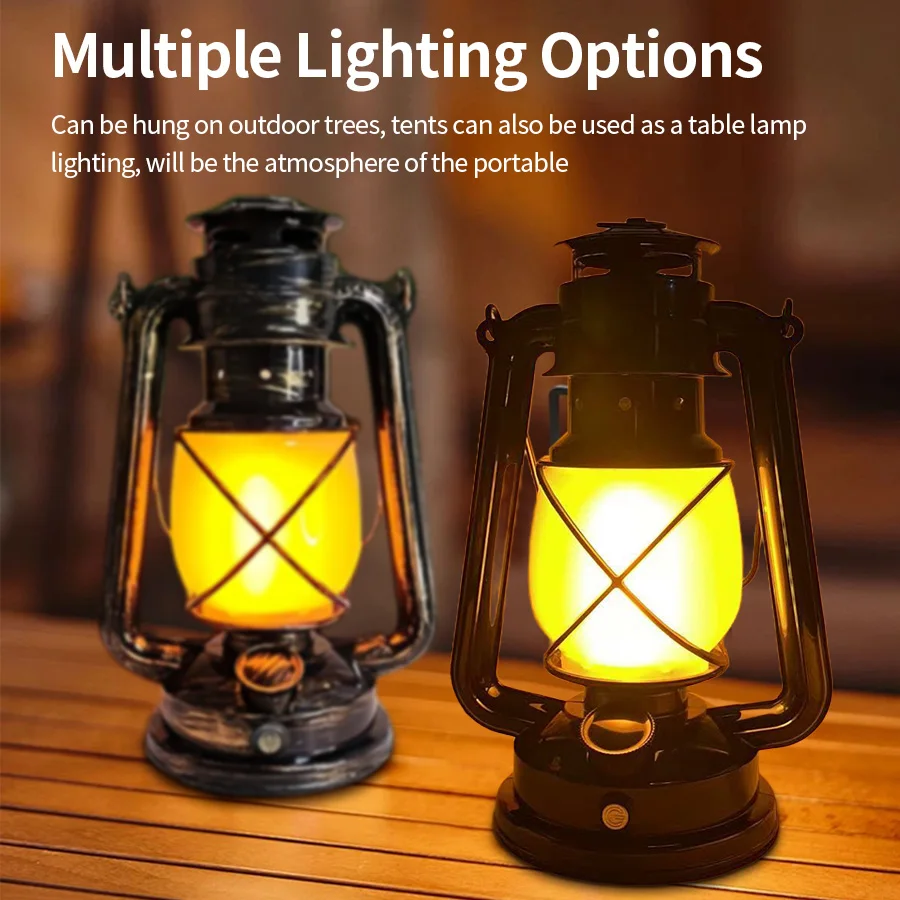 USB Rechargeable Retro LED Camping Light Hanging Tent Light Portable Horse Lantern Outdoor Kerosene 3 Lighting Modes USB Rechargeable Retro LED Camping Light Hanging Tent Light Portable Horse Lantern Outdoor Kerosene 3 Lighting Modes