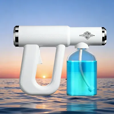 USB Rechargeable Wireless Disinfectant Spray Gun, 300ml Nano Mist Atomizer with Blue LED Light USB Rechargeable Wireless Disinfectant Spray Gun, 300ml Nano Mist Atomizer with Blue LED Light