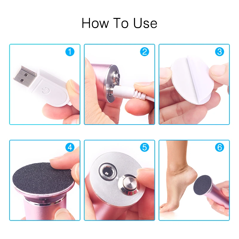 USB Rechargeable Wireless Electric Foot File Cuticle Callus Remover Machine Pedicure Tools Foot Heel Care Tool With