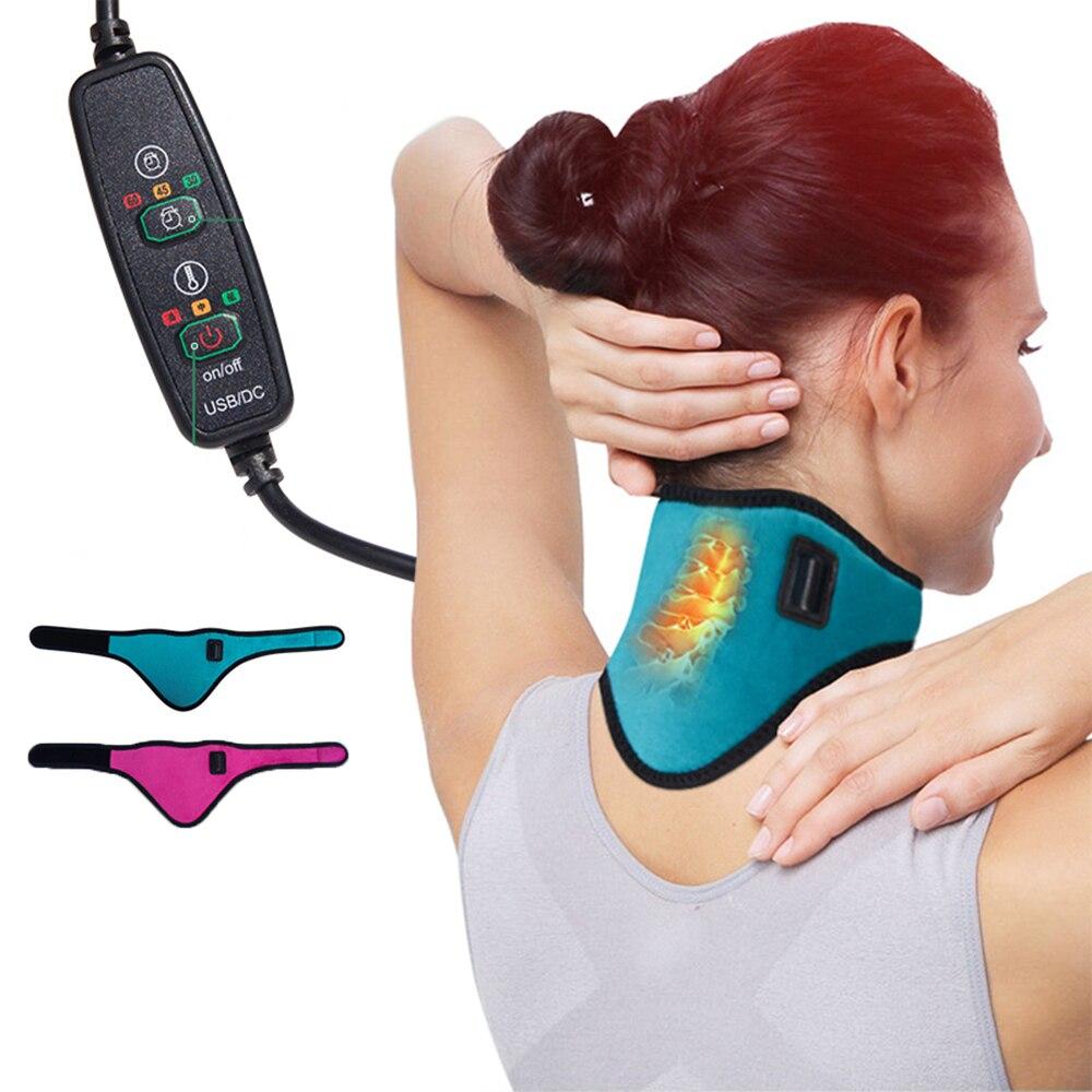 USB Three Temperature Adjustable Electric Heating Neck Brace Cervical Vertebra Fatigue Therapy Neck Pain Relieve Strap