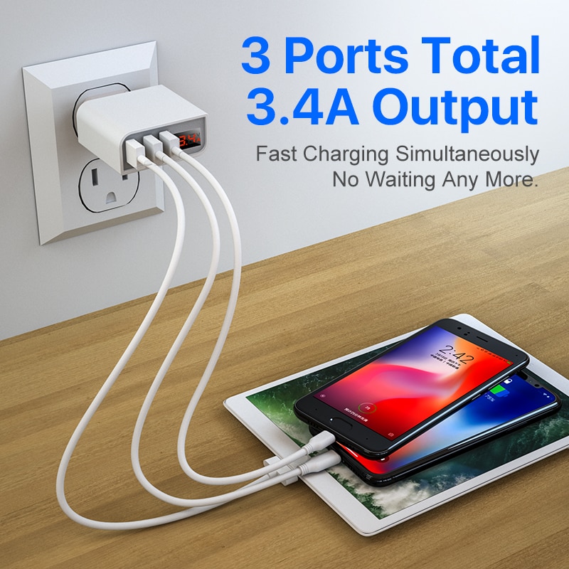 USB Wall Charger 3-Ports Fast Charger USB Wall Charger 3-Ports Fast Charger