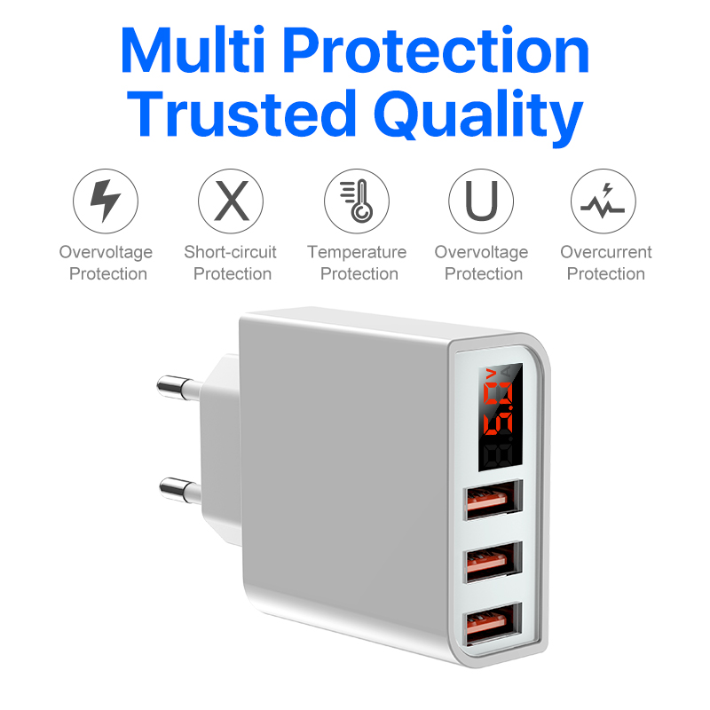 USB Wall Charger 3-Ports Fast Charger USB Wall Charger 3-Ports Fast Charger