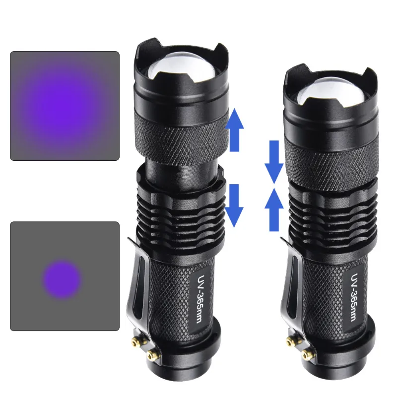 UV Flashlight LED Ultraviolet Torch Zoomable Mini Ultra Violet Lights 395nm Inspection Lamp Pet Urine Stain Detector UV Flashlight LED Ultraviolet Torch Zoomable Mini Ultra Violet Lights 395nm Inspection Lamp Pet Urine Stain Detector