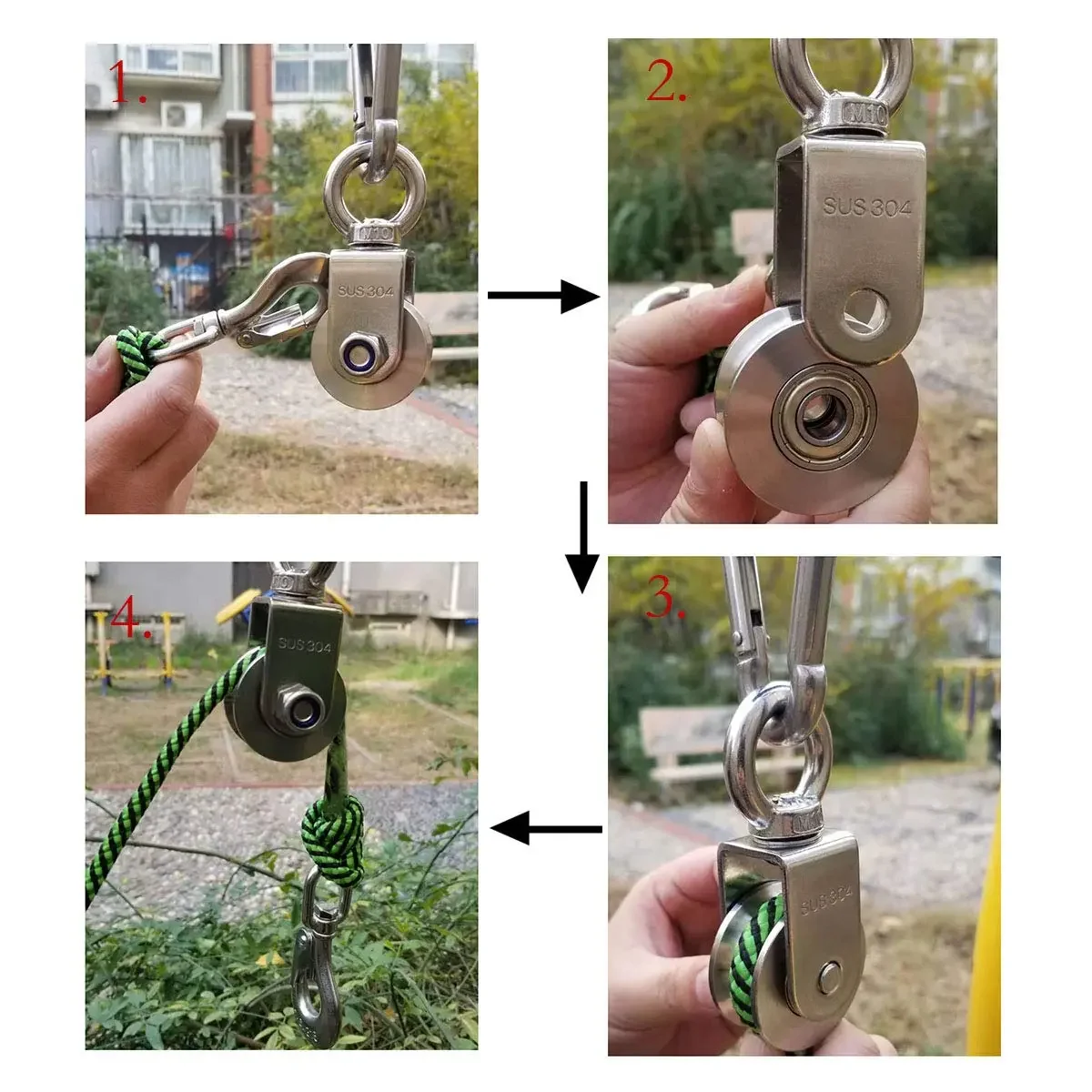 U/V Type Swivel Pulley 304 Stainless Steel Duplex Bearing Super-Silent Detachable Rotation Pulley System Gym Traction