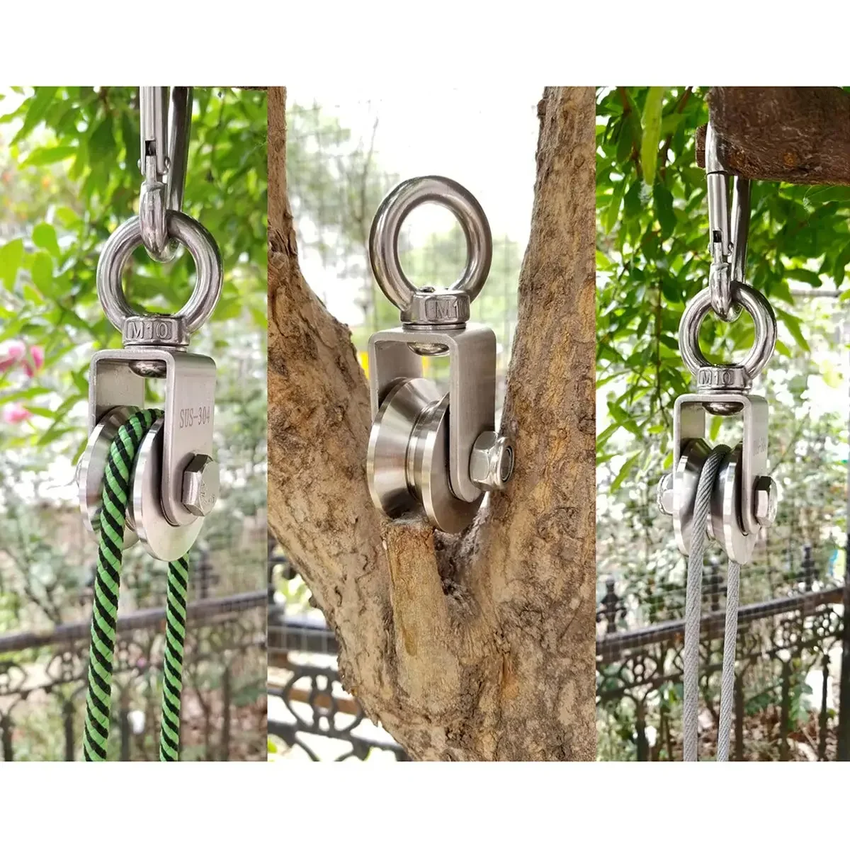 U/V Type Swivel Pulley 304 Stainless Steel Duplex Bearing Super-Silent Detachable Rotation Pulley System Gym Traction