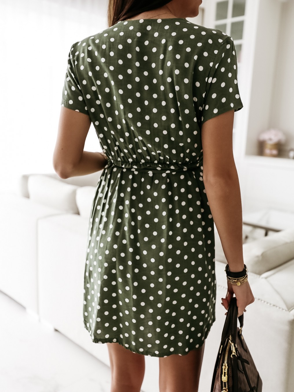 V Neck Design Ladies Polka Dot Dress V Neck Design Ladies Polka Dot Dress