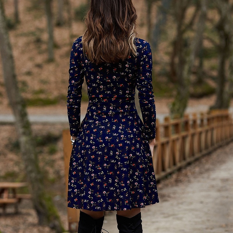V Neck Long Sleeve Floral Dress V Neck Long Sleeve Floral Dress