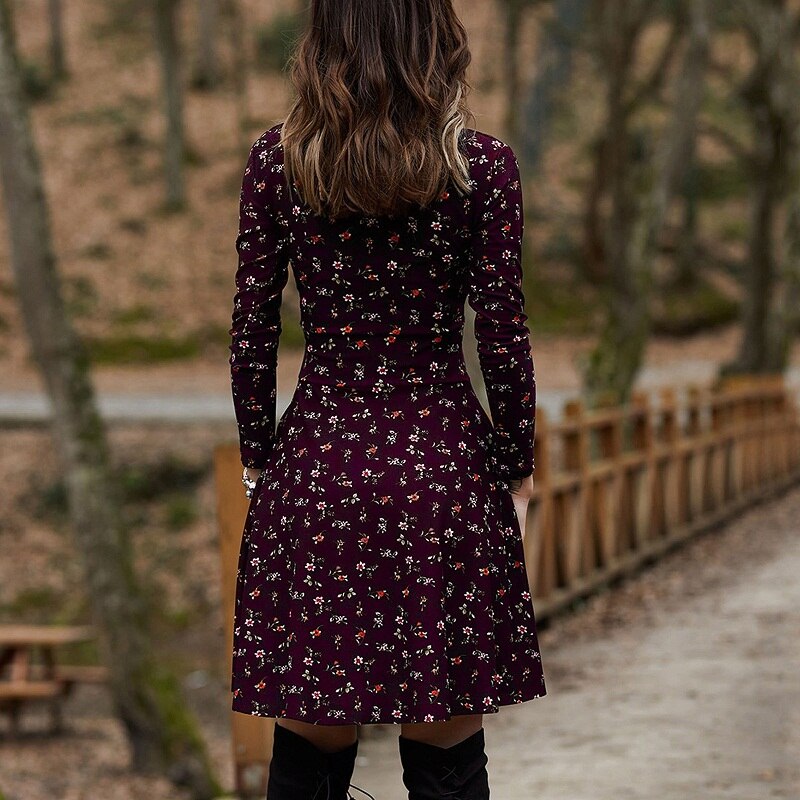 V Neck Long Sleeve Floral Dress V Neck Long Sleeve Floral Dress