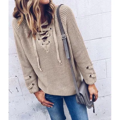 V Neck Sweater Laceup Top V Neck Sweater Laceup Top