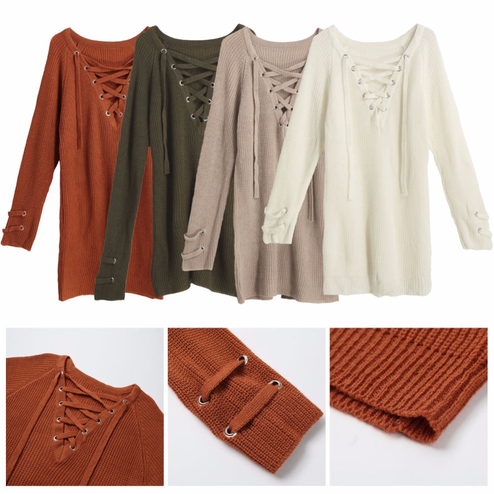 V Neck Sweater Laceup Top V Neck Sweater Laceup Top