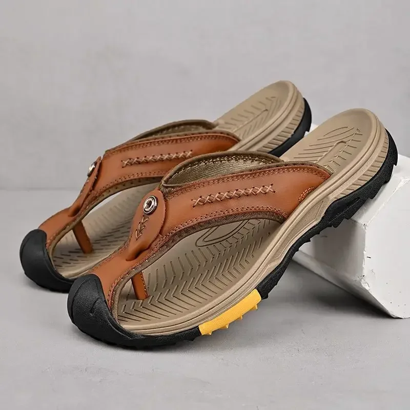 Vanmie Genuine Cow Leather Shoes Men Sandals Men Slippers Anti-slip Summer Fashion Slippers for Men Luxury Casual Vanmie Genuine Cow Leather Shoes Men Sandals Men Slippers Anti-slip Summer Fashion Slippers for Men Luxury Casual