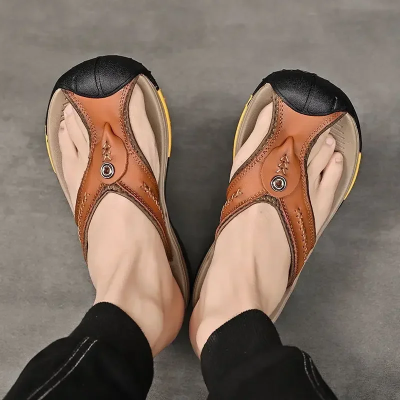 Vanmie Genuine Cow Leather Shoes Men Sandals Men Slippers Anti-slip Summer Fashion Slippers for Men Luxury Casual Vanmie Genuine Cow Leather Shoes Men Sandals Men Slippers Anti-slip Summer Fashion Slippers for Men Luxury Casual