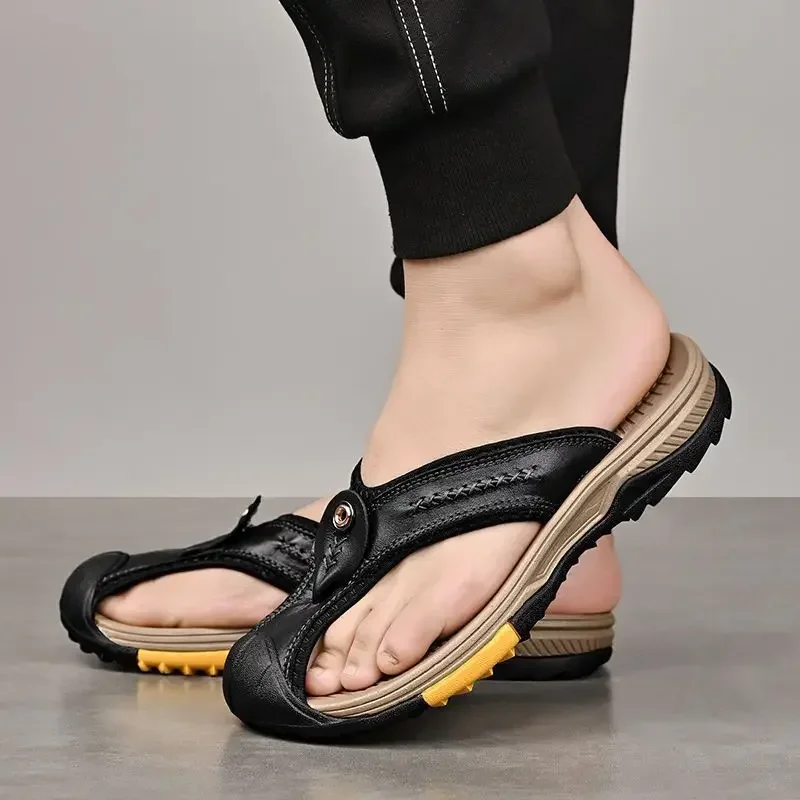 Vanmie Genuine Cow Leather Shoes Men Sandals Men Slippers Anti-slip Summer Fashion Slippers for Men Luxury Casual Vanmie Genuine Cow Leather Shoes Men Sandals Men Slippers Anti-slip Summer Fashion Slippers for Men Luxury Casual