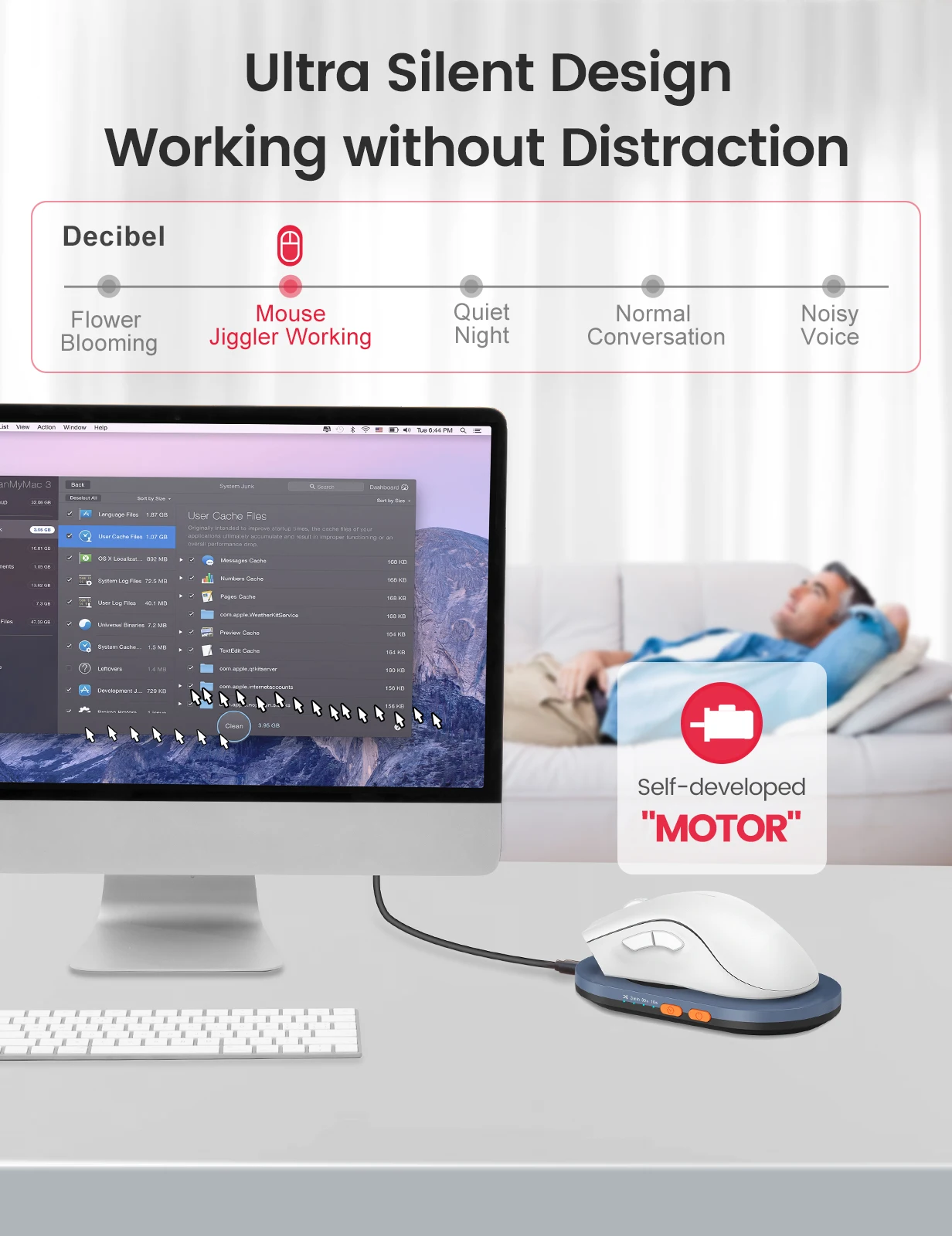 Vaydeer Undetectable Mouse Jiggler with Power Adapter and ON/Off Switch Mouse Mover Simulator, Driver-Free Mouse