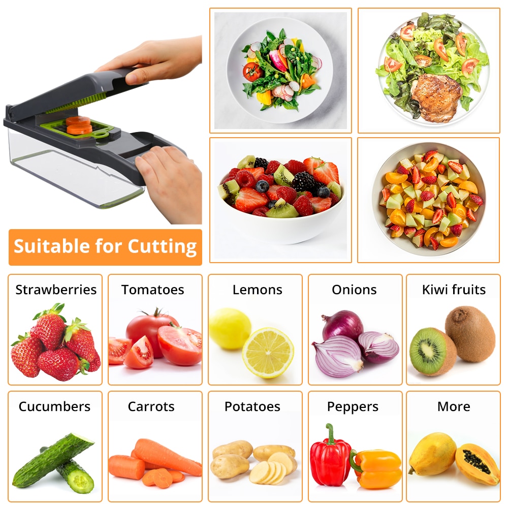 Vegetable Slicer and Cutter with Drain Basket Vegetable Slicer and Cutter with Drain Basket