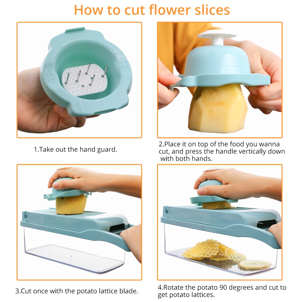 Vegetable Slicer and Cutter with Drain Basket Vegetable Slicer and Cutter with Drain Basket