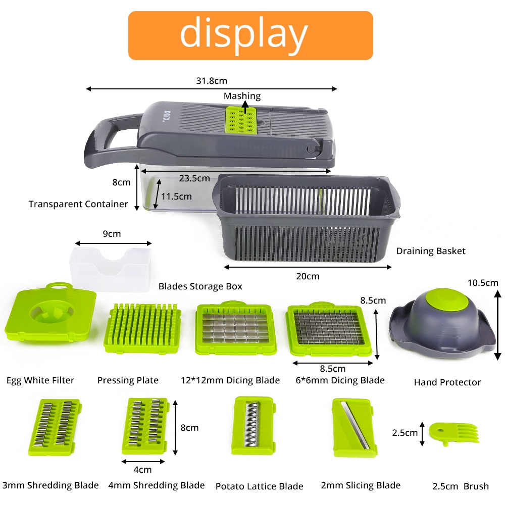 Vegetable Slicer and Cutter with Drain Basket Vegetable Slicer and Cutter with Drain Basket