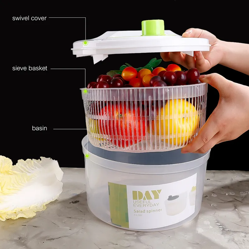 Vegetables Salad Spinner Lettuce Multifunction Dehydrator Greens Washer Dryer Strainer Manual Vegetable Drainer Kitchen Vegetables Salad Spinner Lettuce Multifunction Dehydrator Greens Washer Dryer Strainer Manual Vegetable Drainer Kitchen