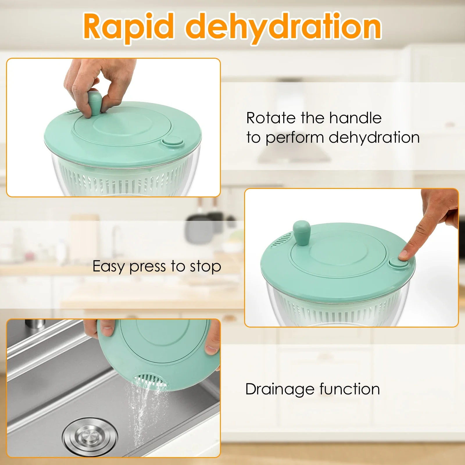 Vegetables Salad Spinner Vegetables Fruit Wash Basket Multifunc Dehydration Basket with Slicer Kitchen Gadget Salad Vegetables Salad Spinner Vegetables Fruit Wash Basket Multifunc Dehydration Basket with Slicer Kitchen Gadget Salad